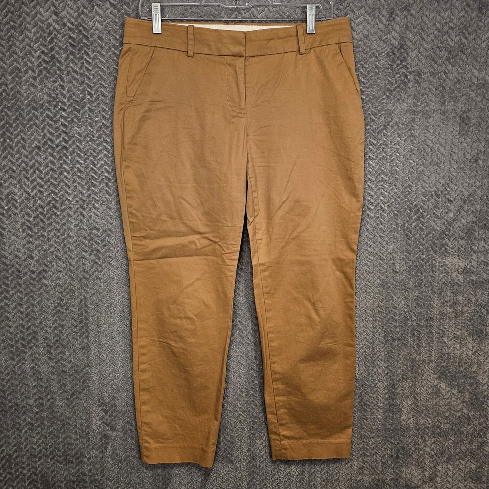 J.Crew Cafe Capri Pants Women 6 Camel Brown Cotton Stretch Slim Cropped Trousers